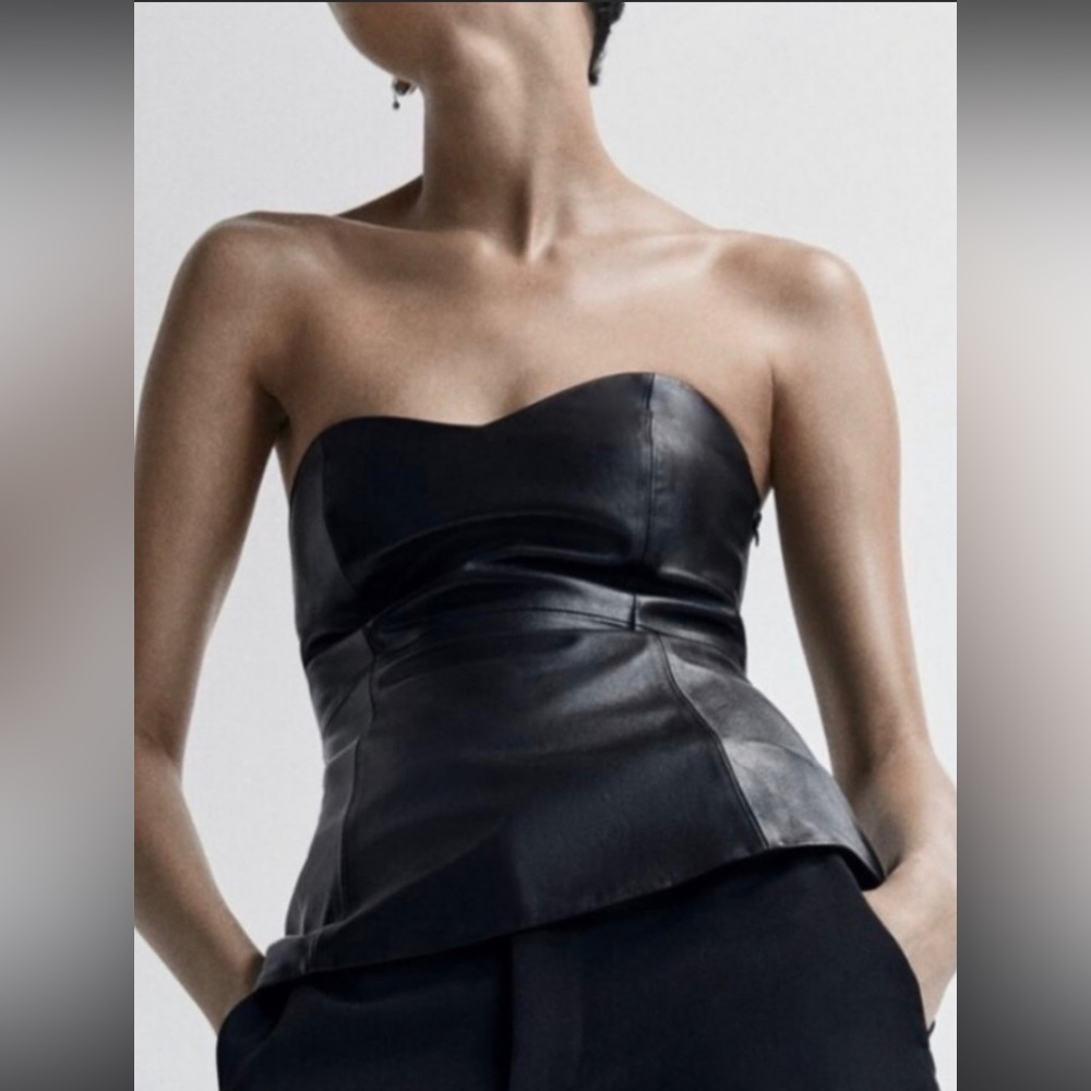 Zara Genuine Leather Bustier with Sweetheart Neckline